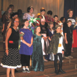 Gloria and the cast of students who performed in Hamlet